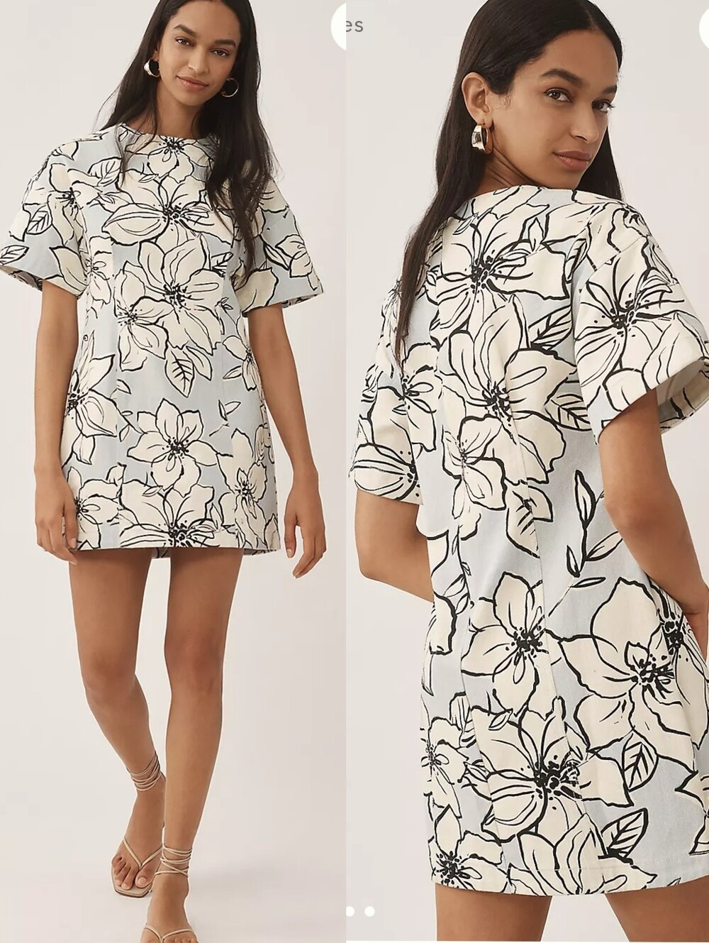 Anthropologie Dhruv Kapoor Short-Sleeve Denim Mini Dress